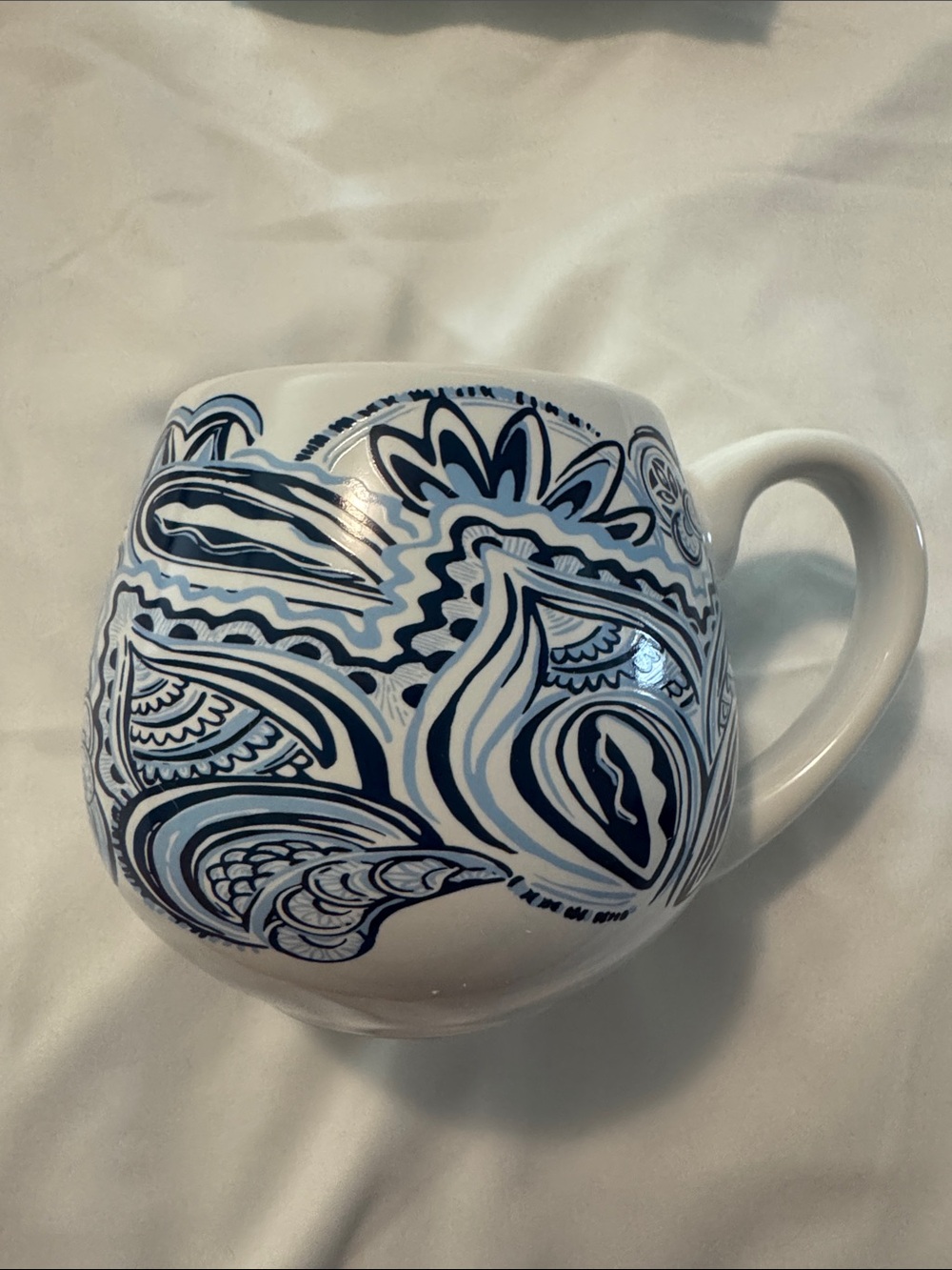Lilly Pulitzer Hand-Painted Blue and White Decorative Ceramic Mug